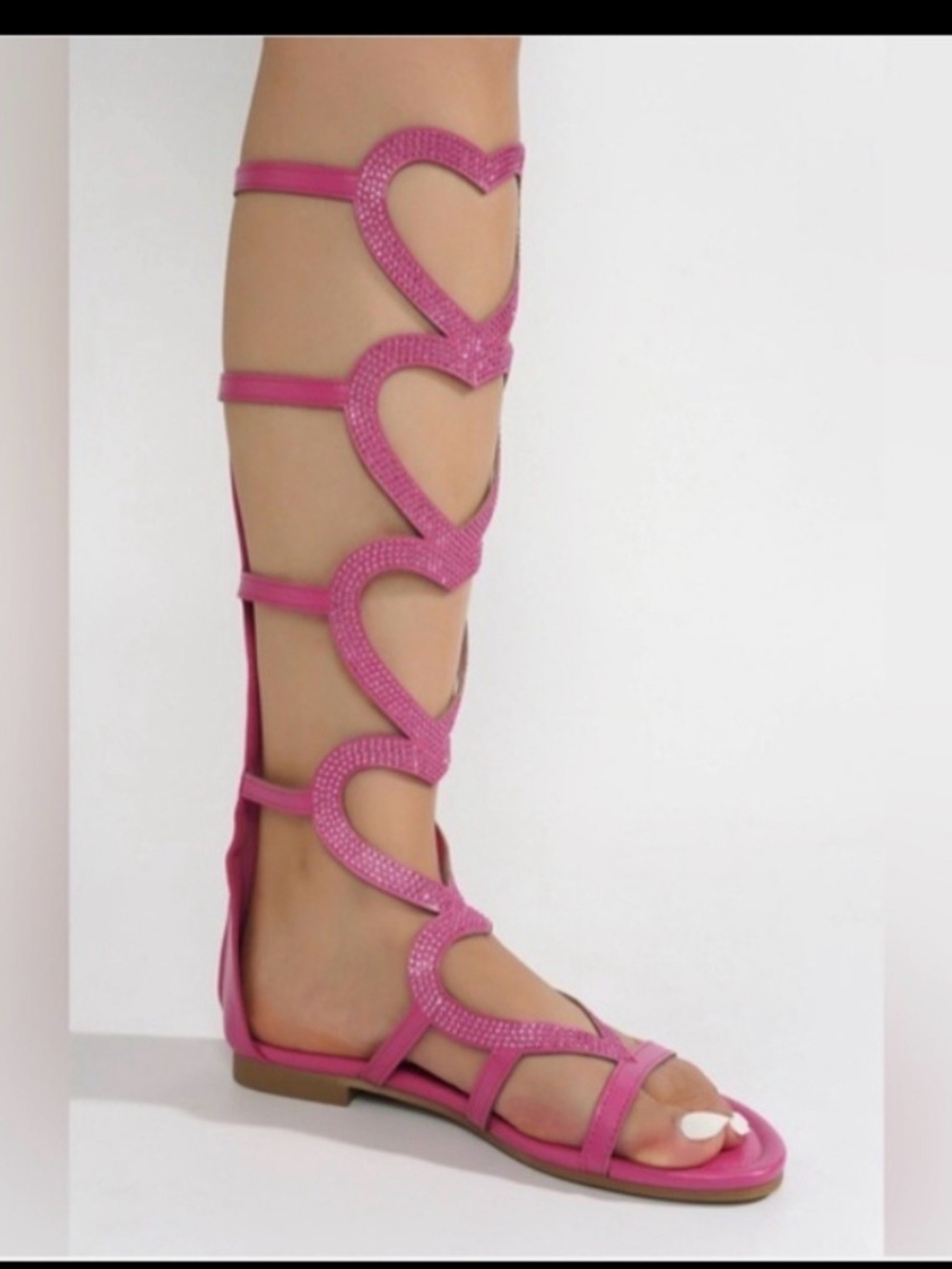 Cape Robbin Sennaya Fushia Gladiator Heart Cut Outs Sandals